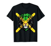 Jamaica Flag Colors Lion Head T-Shirt