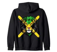 Jamaica Flag Colors Lion Head Zip Hoodie