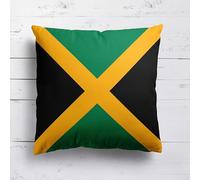 Jamaica Flag Cushion - Jamaican National Flag Pillow - Multiple Sizes & Fabrics, Cover Only or Filled - Patriotic Home Decor Gift for Jamaica Rugby & Football Fans