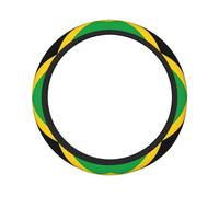 Jamaica Flag Double-Layer Thick Steering Wheel Cover, 100% Polyester, 15 feet in Diameter
