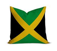 Jamaica Flag Farmhouse Decorative Throw Pillow Case 20 x 20 Inch, Vintage Retro Rustic Flag Cushion Cover Case, Patriotic Square Pillow Case Cotton Linen Cushion Case for Mom Dad Friends Gift