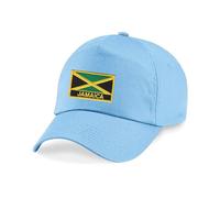 Jamaica Flag Hat Baseball Cap Embroidered Styled Jamaican Independence Emblem Cap Adjustable Unisex All Ages Sky Blue