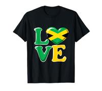 Jamaica Flag Heart Love Design Jamaican T-Shirt