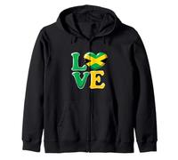 Jamaica Flag Heart Love Design Jamaican Zip Hoodie