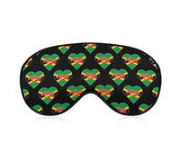 Jamaica Flag Heart Sleep Mask Night Cover Eye for Women Men BlockLight for Airplane Travel Nap Adjustable Strap