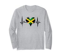 Jamaica Flag Heartbeat - Patriotic Homeland Jamaica Lover Long Sleeve T-Shirt