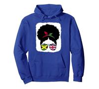 Jamaica Flag Heritage Half British half Jamaican Roots Pullover Hoodie, Adult Unisex, Royal Blue, Large