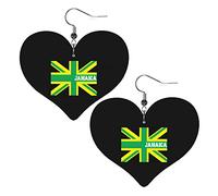 Jamaica Flag Jamaican Leather Earrings For Women Dangle Earring Drop Heart Pendant With Hook Gifts For Adult Girl