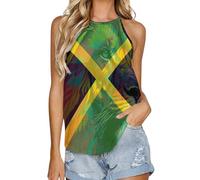 Jamaica Flag Jamaican Lion Women's Camisole Spaghetti Strap Tank Top Sleeveless T Shirt Multicolor