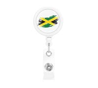 Jamaica Flag Jamaican Retractable Badge Holder Reel Clip Id Card Holder forNurse Student Office Worker