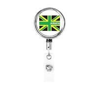 Jamaica Flag Jamaican Retractable Badge Holder Reel Clip Id Card Holder forNurse Student Office Worker