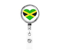 Jamaica Flag Jamaican Retractable Badge Holder Reel Clip Id Card Holder forNurse Student Office Worker