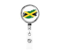 Jamaica Flag Jamaican Retractable Badge Holder Reel Clip Id Card Holder forNurse Student Office Worker