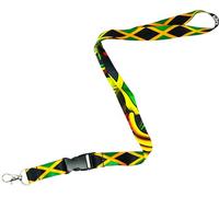 Jamaica Flag Lanyard - Black, Green & Gold Caribbean Design - 57cm Premium Polyester Neck Strap with Quick Release Buckle & Metal Hook for Keys, ID Badges & Passes - Reggae & Island Gift