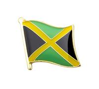 Jamaica Flag Lapel Pin - Jamaican National Enamel Badge - Gold Trim Country Brooch - Size: 1.6cm x 1.9cm