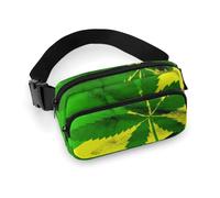 Jamaica Flag Leaves Fanny Pack for Women Men Waist Bag Belt Bag Adjustable Casual Bag for Travel Sports Hiking, white, 7.9x5.1inches