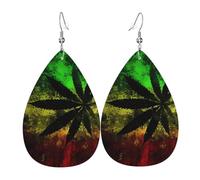 Jamaica Flag Leaves Patterned leather earrings, women's earrings, suitable for daily wear, party and date