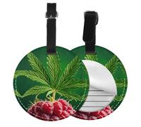 Jamaica Flag Leaves Print 1/2/4pcs Luggage Tags,Round Leather Travel Suitcase Labels with Privacy Name Address Card