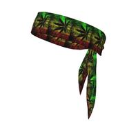 Jamaica Flag Leaves Print Ninja Headbands,Adjustable Head Tie For Men, Sports Sweatband For Yoga Running Basketball