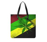 Jamaica Flag Leaves PU Leather Tote Bag for Women Work Large Capacity Shoulder Bag Top Handle Purses And Handbags