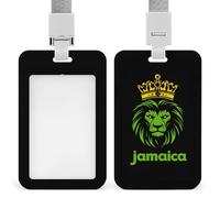 Jamaica Flag Lion ID Badge Holder Name Card Holders Photocard Case with Lanyard for Teacher Nurse Office