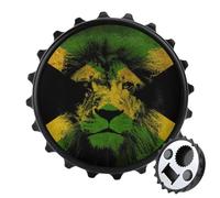 Jamaica Flag Lion Magnetic Bottle Opener Personalized Beer Opener Bottle Cap Fridge Magnets for Home Kitchen Black-style