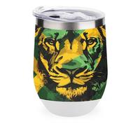 Jamaica Flag Liones Tumbler with Lid Travel Coffee Mug Wine Tea Cup for Women and Men