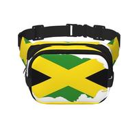 Jamaica Flag Map print Cute Large Black Fanny Packs for Women Cross Body Waist Bag Nylon Fashionable Fanny Pack, Black, One Size