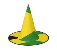 Jamaica Flag Map Print Halloween Witch Hat,Foldable Spire Hat,Suitable For Halloween Carnival,Masquerade,Party Costume Accessories