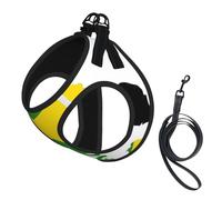 Jamaica Flag Map Print Small Dog Harness And Leash Set, Adjustable Soft Vest With 360° Reflective Straps For Cats Puppy