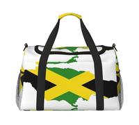 Jamaica Flag Map print Travel Duffle Bag Gym Bag for Women,Puffer Tote Bag,Weekender Overnight Bag Organizer, Black, One Size