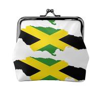 Jamaica Flag Map Printed Microfiber PU Leather Wallet Kiss Lock Mini Pouch for Lipstick Key Change Organization