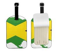 Jamaica Flag Map Printed PU Leather Bag Tag, Personalized Baggage Label, Privacy Flap ID Shield, for Vacation
