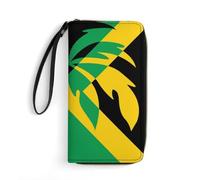 Jamaica Flag Plam Tree Women's Clutch Wallet Bifold Wristlet Long Purse Card Holder Handbag