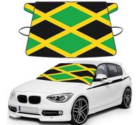 jamaica flag Print Car Windshield Cover for ice and Snow, Front Window Protectors with Elastic Straps&Storage Bag