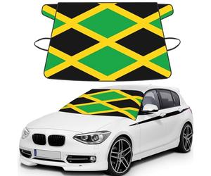 jamaica flag Print Car Windshield Cover for ice and Snow, Front Window Protectors with Elastic Straps&Storage Bag