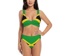 Jamaica Flag Print Comfortable Bikini Swimsuit Quick-Dry Beach Pool Summer Water Activities Vacation Black