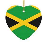jamaica flag Printed decorative ornaments, ceramic heart-shaped ornaments, can be hung on Christmas trees and fireplaces