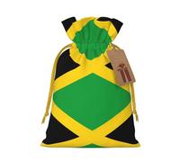 Jamaica Flag Printed Drawstring Gift Bags,Various Sizes, Bulk Plastic Packaging Bags