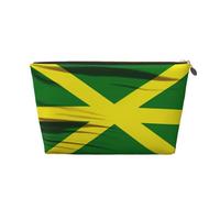 Jamaica Flag Printed Toiletry Bag for Women Girl Portable Travel Cosmetic Bag Leather Makeup Pouch Organizer with Gold Zipper