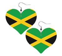 jamaica flag Prints Leather Heart earrings Pendant Stylish and light Lightweight Dangle for Women Girls