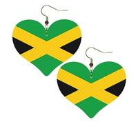 jamaica flag Prints Stylish Heart-Shaped Earrings Lightweight Women'S Accessories Perfect For Parties And Valentine'S Day.