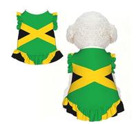 jamaica flag Ruffle Dog Dress Frilly Sleeveless Breathable Summer Party for Small Dogs Cats S