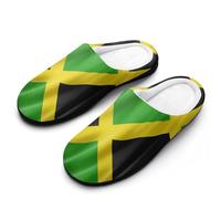 Jamaica Flag Satin Texture Cotton Slipper Cozy Plush Slippers Indoor House Closed Toe Shoes Anti-Skid Comfortable 7-8（39-40