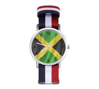 Jamaica Flag Satin Texture Funny Wrist Watches for Men Women Casual Braided Strap Easy Reader for Work Workout