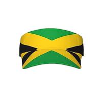 Jamaica Flag Sunscreen Visor Hats Sweatproof for Women Sport Empty Top Baseball Sun Cap, Tennis Visor Golf Visor Black, Black, One Size, Black, One Size