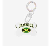Jamaica Flag Text Printing Bone Shaped Dog Tag Pet Id Tags,Acrylic Dog Tags Cat Tags with Ring for Dog Cat,Pendant Crafts