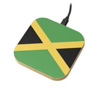 Jamaica Flag Wireless Phone Charger Wooden Printed Caribbean Gift | 1200dpi print on natural wood | 90mm pad | 10W Qi charging | USB cable included | Made to order in the UK
