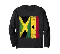Jamaica Ghana Dual Flag Half Jamaican Ghanaian Heritage Long Sleeve T-Shirt