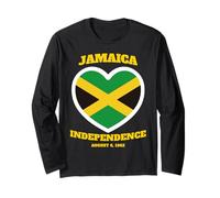 Jamaica Heart Independence Day Jamaican Pride Jamaica Flag Long Sleeve T-Shirt